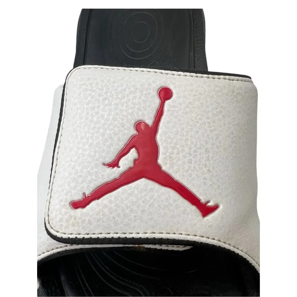 Air Jordan Hydro 6 Slides Jumpman White Red Black Mens 9 881473-101 Adjustable